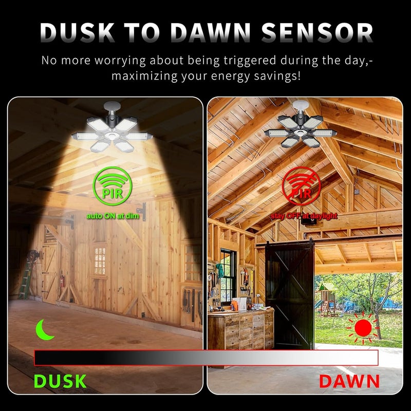 Craftersmark LED Garage Light Motion Sensor - 200W Deformable Garage Lights Ceiling LED, 20000LM Shop Lights Motion Activated, Motion Sensor Light Indoor for Garage, Workshop, Basement,Barn (2 Pack) - Image 3